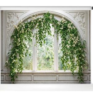 Kate Window backdrop with greenery size 7x5